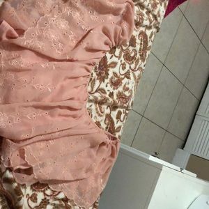 Cute floral off the shoulders sheer pink crop top